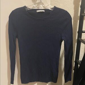 MM Lafleur Blue Crew Neck Sweater Fitted Knit